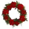 36 In. Artificial Poinsettia And Pine Wreath -Holiday Glow Store nearly natural christmas wreaths 4202 64 1000