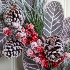 24in. Artificial Unlit Artificial Holiday Wreath With Snowy Magnolia Berry -Holiday Glow Store nearly natural christmas wreaths 4262 1f 1000
