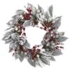 24in. Artificial Unlit Artificial Holiday Wreath With Snowy Magnolia Berry 2 24in. Artificial Unlit Artificial Holiday Wreath With Snowy Magnolia Berry -Holiday Glow Store nearly natural christmas wreaths 4262 64 1000