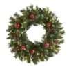 24 In. Pre-Lit Frosted Artificial Christmas Wreath With 50 Warm White LED Lights Ornaments And Berries 2 24 In. Pre-Lit Frosted Artificial Christmas Wreath With 50 Warm White LED Lights Ornaments And Berries -Holiday Glow Store nearly natural christmas wreaths 4455 64 1000