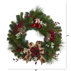 24 In. Christmas Pine Artificial Wreath With Pine Cones And Ornaments 8 24 In. Christmas Pine Artificial Wreath With Pine Cones And Ornaments -Holiday Glow Store nearly natural christmas wreaths 4608 c3 1000