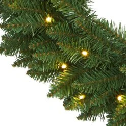 24 In. Pre-Lit Green Pine Artificial Christmas Wreath With 35 Clear LED Lights 13 24 In. Pre-Lit Green Pine Artificial Christmas Wreath With 35 Clear LED Lights -Holiday Glow Store nearly natural christmas wreaths w1110 1f 1000