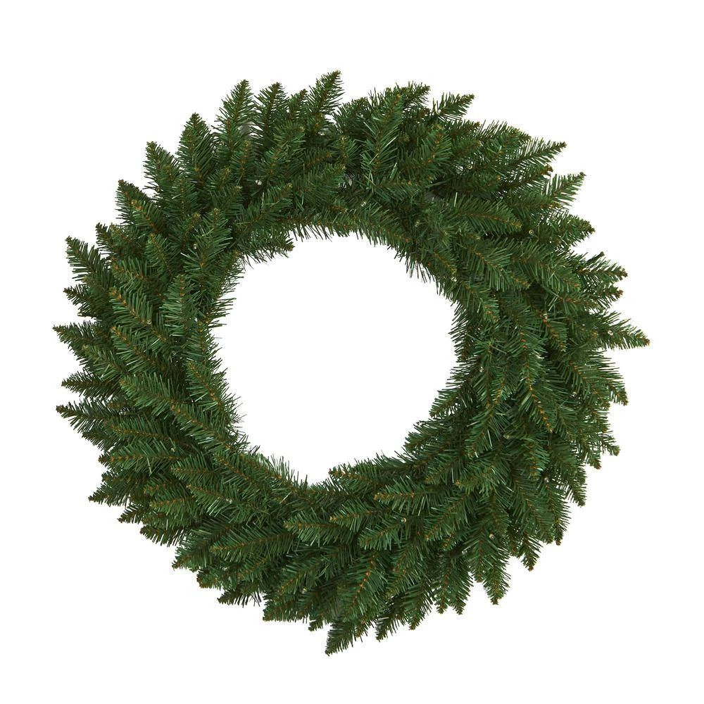24 In. Pre-Lit Green Pine Artificial Christmas Wreath With 35 Clear LED Lights 7 24 In. Pre-Lit Green Pine Artificial Christmas Wreath With 35 Clear LED Lights - Image 5
