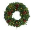 24 In. Mixed Pine Artificial Christmas Wreath With 35 Clear LED Lights And Berries -Holiday Glow Store nearly natural christmas wreaths w1117 64 1000