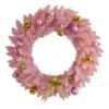 24 In. Pink Pre-Lit Artificial Christmas Wreath With 35 LED Lights And Ornaments 2 24 In. Pink Pre-Lit Artificial Christmas Wreath With 35 LED Lights And Ornaments -Holiday Glow Store nearly natural christmas wreaths w1119 64 1000