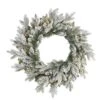 24 In. Pre-Lit Flocked Artificial Christmas Wreath With 50 LED Lights -Holiday Glow Store nearly natural christmas wreaths w1128 64 1000