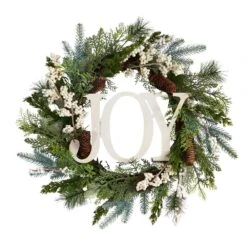 24 In. Unlit Christmas Joy Greenery Holiday Artificial Wreath