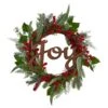 24 In. Unlit Joy And Berries Artificial Christmas Wreath -Holiday Glow Store nearly natural christmas wreaths w1264 64 1000
