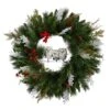 24 In. Holiday Winter Owl Family Pinecone Berry Artificial Christmas Wreath -Holiday Glow Store nearly natural christmas wreaths w1277 64 1000