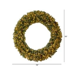 72 In. Prelit LED Giant Flocked Artificial Christmas Wreath With Pinecones, 400 Clear LED Lights 12 72 In. Prelit LED Giant Flocked Artificial Christmas Wreath With Pinecones, 400 Clear LED Lights -Holiday Glow Store nearly natural christmas wreaths w1285 c3 1000