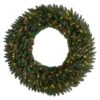48 In. Prelit LED Large Flocked Artificial Christmas Wreath With Pinecones, Berries, 150 Clear LED Lights -Holiday Glow Store nearly natural christmas wreaths w1286 64 1000