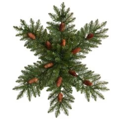 30 In. Prelit LED Dunhill Fir Snowflake Artificial Christmas Wreath With Pinecones And 40 LED Lights -Holiday Glow Store nearly natural christmas wreaths w1290 4f 1000
