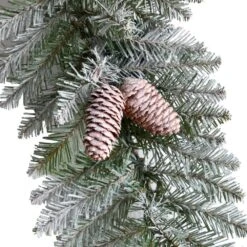 36 In. Prelit LED Geometric Diamond Frosted Artificial Christmas Wreath With Pinecones And 50 Warm White LED Lights -Holiday Glow Store nearly natural christmas wreaths w1293 44 1000