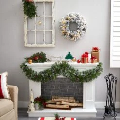 20 In. Prelit LED Flocked Artificial Christmas Wreath With 35 Warm White LED Lights -Holiday Glow Store nearly natural christmas wreaths w1304 76 1000