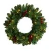 20 In. Prelit LED Frosted Pine Artificial Christmas Wreath With Pinecones, Berries And 35 Warm White LED Lights -Holiday Glow Store nearly natural christmas wreaths w1305 64 1000