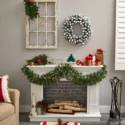 24 In. Prelit LED Flocked Artificial Christmas Wreath With 160 Bendable Branches And 35 Warm White LED Lights -Holiday Glow Store nearly natural christmas wreaths w1306 76 1000