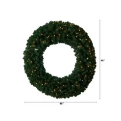 48 In. Prelit LED Artificial Christmas Wreath With 714 Bendable Branches And 200 Warm White LED Lights -Holiday Glow Store nearly natural christmas wreaths w1308 4f 1000