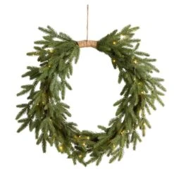 24 In. Prelit Holiday Pine Artificial Christmas Wreath Cascading
