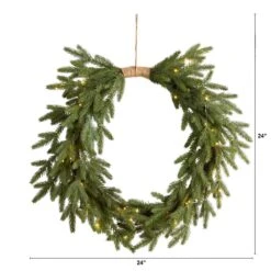 24 In. Prelit Holiday Pine Artificial Christmas Wreath Cascading -Holiday Glow Store nearly natural christmas wreaths w1317 c3 1000