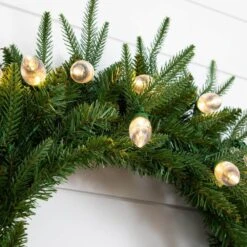 24 In. Pre-Lit Luxembourg Pine Artificial Christmas Wreath With 35-Multicolored Traditional Bulb LED Lights -Holiday Glow Store nearly natural christmas wreaths w1383 4f 1000