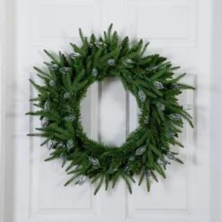 24 In. Pre-Lit Luxembourg Pine Artificial Christmas Wreath With 35-Multicolored Traditional Bulb LED Lights -Holiday Glow Store nearly natural christmas wreaths w1383 a0 1000