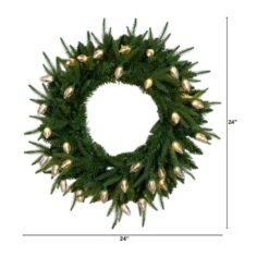 24 In. Pre-Lit Luxembourg Pine Artificial Christmas Wreath With 35-Multicolored Traditional Bulb LED Lights -Holiday Glow Store nearly natural christmas wreaths w1383 c3 1000