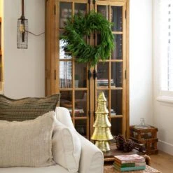 24 In. Artificial Real Touch Norfolk Island Pine Wreath With Natural Look -Holiday Glow Store nearly natural christmas wreaths w1396 44 1000