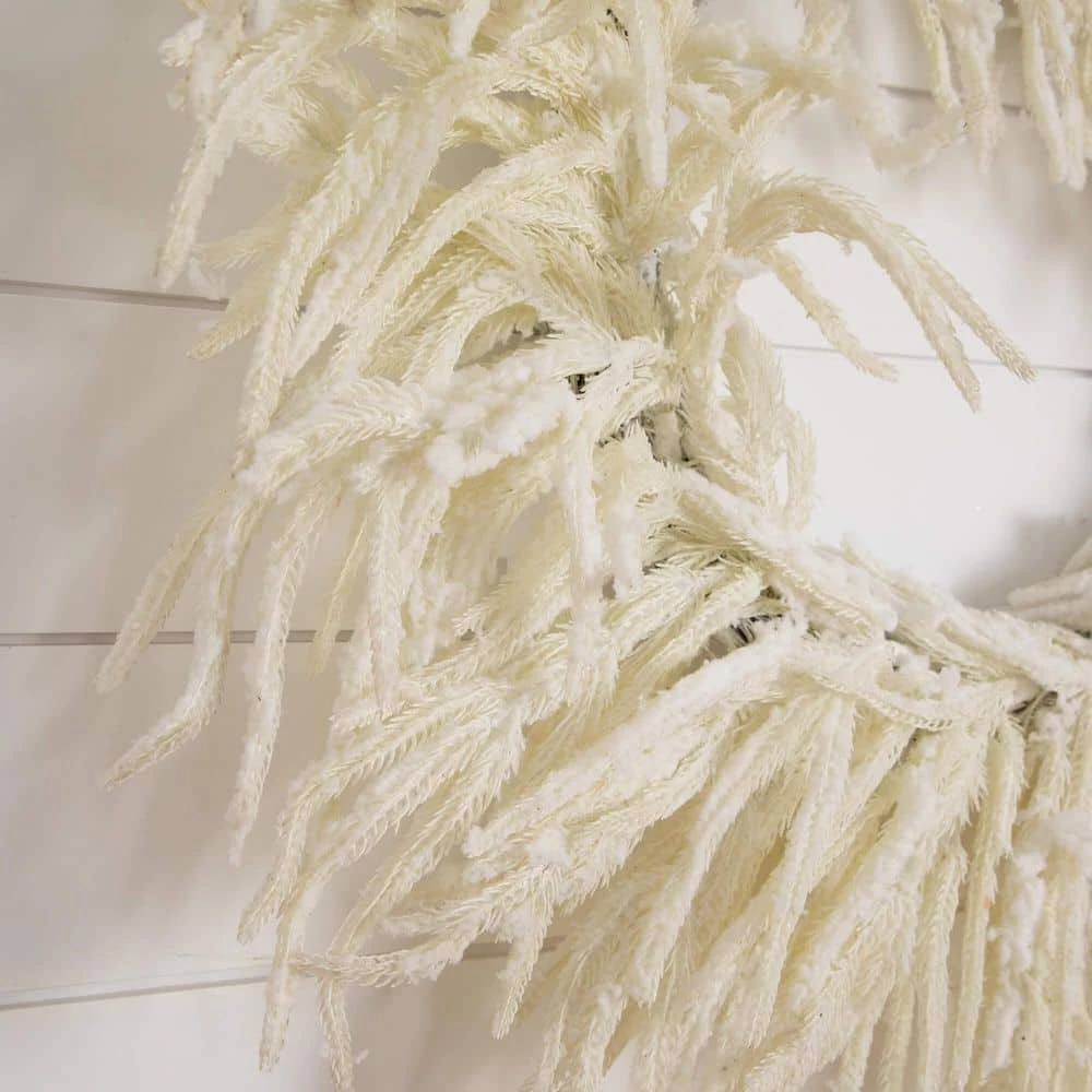 24 In. Artificial Real Touch White Norfolk Island Pine Wreath With Natural Look 4 24 In. Artificial Real Touch White Norfolk Island Pine Wreath With Natural Look - Image 2