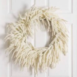 24 In. Artificial Real Touch White Norfolk Island Pine Wreath With Natural Look 14 24 In. Artificial Real Touch White Norfolk Island Pine Wreath With Natural Look -Holiday Glow Store nearly natural christmas wreaths w1403 fa 1000