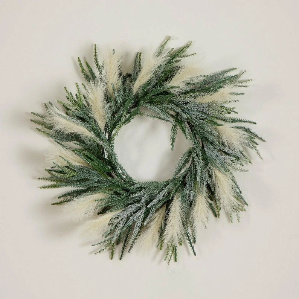 24 In. Artificial Balsam Fir Pine And Pampas Wreath With 50-Color Changing LED Lights 7 24 In. Artificial Balsam Fir Pine And Pampas Wreath With 50-Color Changing LED Lights - Image 5
