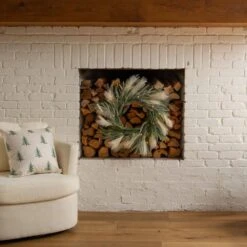 24 In. Artificial Balsam Fir Pine And Pampas Wreath With 50-Color Changing LED Lights 32 24 In. Artificial Balsam Fir Pine And Pampas Wreath With 50-Color Changing LED Lights -Holiday Glow Store nearly natural christmas wreaths w1405 31 1000