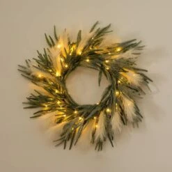 24 In. Artificial Balsam Fir Pine And Pampas Wreath With 50-Color Changing LED Lights 20 24 In. Artificial Balsam Fir Pine And Pampas Wreath With 50-Color Changing LED Lights -Holiday Glow Store nearly natural christmas wreaths w1405 40 1000