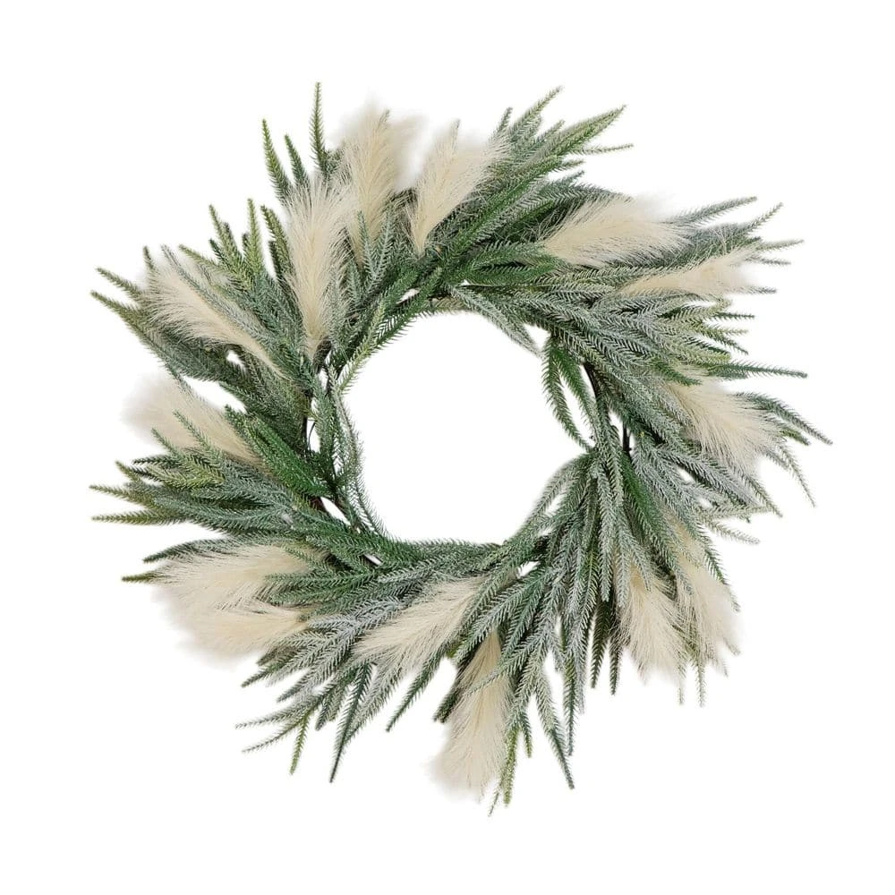 24 In. Artificial Balsam Fir Pine And Pampas Wreath With 50-Color Changing LED Lights 3 24 In. Artificial Balsam Fir Pine And Pampas Wreath With 50-Color Changing LED Lights