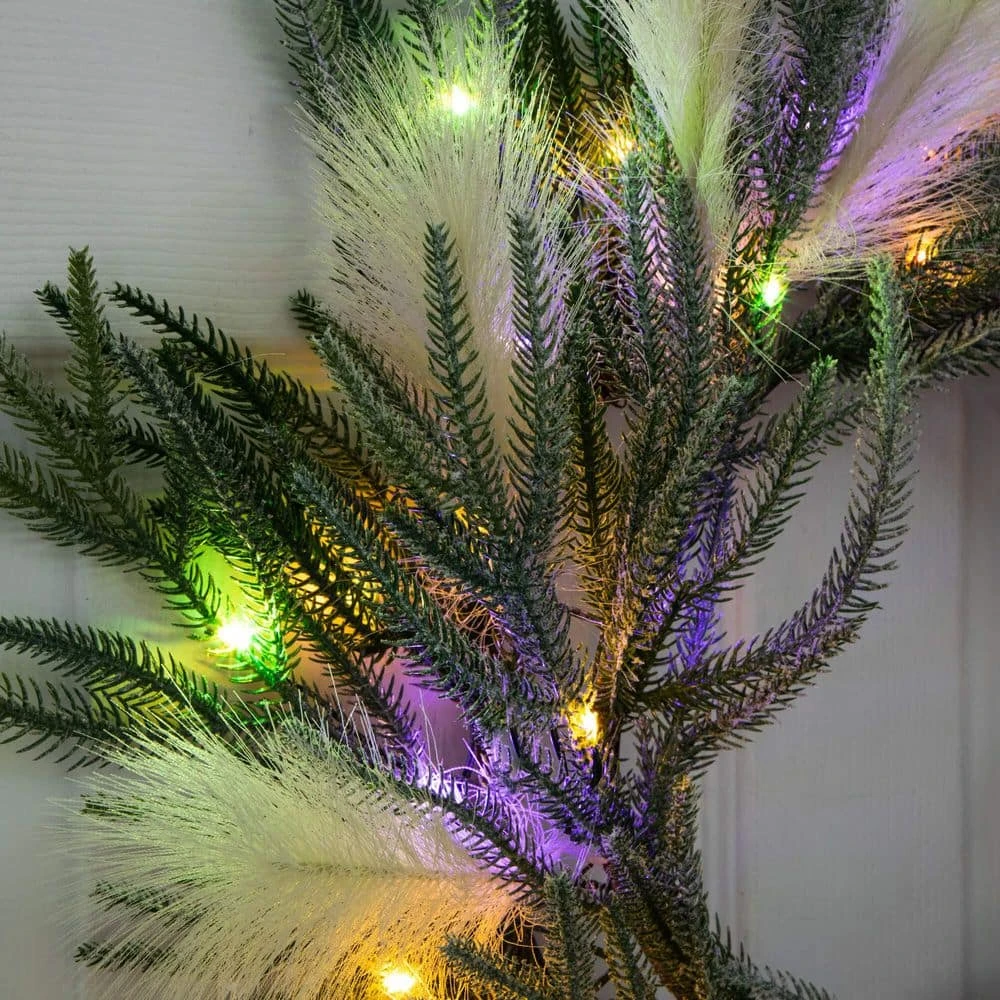 24 In. Artificial Balsam Fir Pine And Pampas Wreath With 50-Color Changing LED Lights 8 24 In. Artificial Balsam Fir Pine And Pampas Wreath With 50-Color Changing LED Lights - Image 6