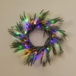 24 In. Artificial Balsam Fir Pine And Pampas Wreath With 50-Color Changing LED Lights 24 24 In. Artificial Balsam Fir Pine And Pampas Wreath With 50-Color Changing LED Lights -Holiday Glow Store nearly natural christmas wreaths w1405 77 1000