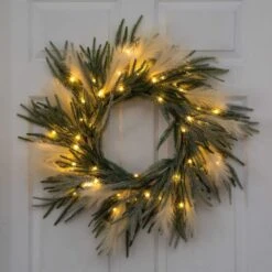 24 In. Artificial Balsam Fir Pine And Pampas Wreath With 50-Color Changing LED Lights 21 24 In. Artificial Balsam Fir Pine And Pampas Wreath With 50-Color Changing LED Lights -Holiday Glow Store nearly natural christmas wreaths w1405 a0 1000