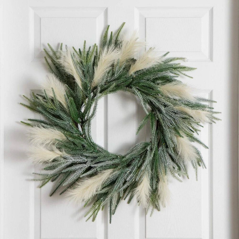 24 In. Artificial Balsam Fir Pine And Pampas Wreath With 50-Color Changing LED Lights 16 24 In. Artificial Balsam Fir Pine And Pampas Wreath With 50-Color Changing LED Lights - Image 14