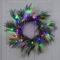 24 In. Artificial Balsam Fir Pine And Pampas Wreath With 50-Color Changing LED Lights 33 24 In. Artificial Balsam Fir Pine And Pampas Wreath With 50-Color Changing LED Lights -Holiday Glow Store nearly natural christmas wreaths w1405 fa 1000 1
