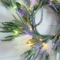 24 In. Artificial Balsam Fir Pine And Pampas Wreath With 50-Color Changing LED Lights 29 24 In. Artificial Balsam Fir Pine And Pampas Wreath With 50-Color Changing LED Lights -Holiday Glow Store nearly natural christmas wreaths w1405 fa 1000