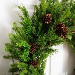 30 In. Artificial Norfolk Mixed Pine Wreath With Pinecones 12 30 In. Artificial Norfolk Mixed Pine Wreath With Pinecones -Holiday Glow Store nearly natural christmas wreaths w1406 1f 1000