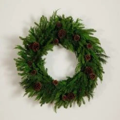 30 In. Artificial Norfolk Mixed Pine Wreath With Pinecones 13 30 In. Artificial Norfolk Mixed Pine Wreath With Pinecones -Holiday Glow Store nearly natural christmas wreaths w1406 44 1000