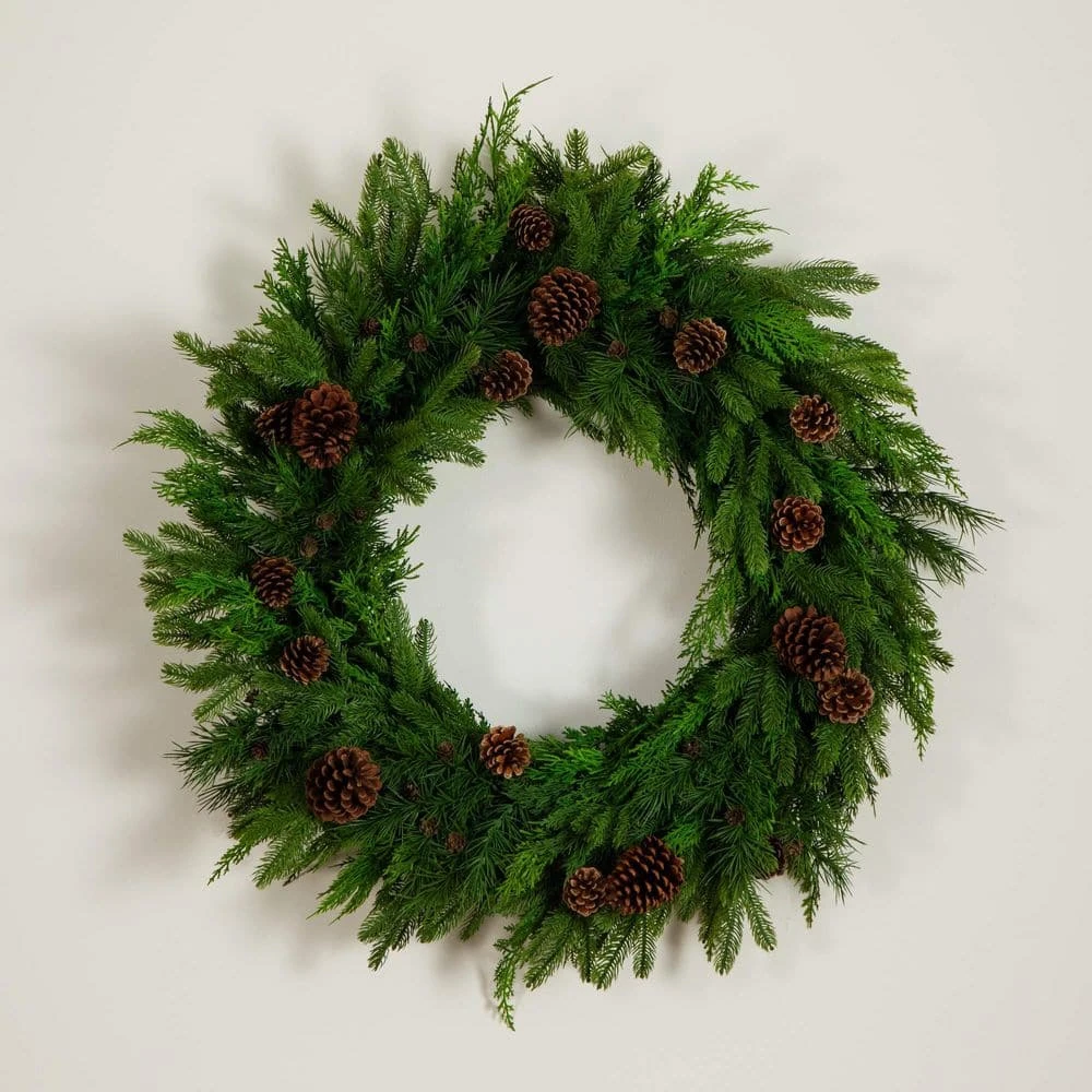 30 In. Artificial Norfolk Mixed Pine Wreath With Pinecones 7 30 In. Artificial Norfolk Mixed Pine Wreath With Pinecones - Image 5