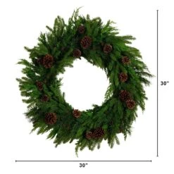 30 In. Artificial Norfolk Mixed Pine Wreath With Pinecones 11 30 In. Artificial Norfolk Mixed Pine Wreath With Pinecones -Holiday Glow Store nearly natural christmas wreaths w1406 c3 1000