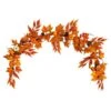 5.6 Ft. Orange Unlit Autumn Artificial Fall Garland With Maple Leaves And Pumpkins -Holiday Glow Store nearly natural fall garlands w1217 64 1000