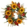 27in. Artificial Unlit Artificial Holiday Wreath With Sunflower Berry 2 27in. Artificial Unlit Artificial Holiday Wreath With Sunflower Berry -Holiday Glow Store nearly natural fall wreaths 4275 64 1000