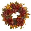 24 In. Fall Hydrangea, Lotus And Berries Artificial Wreath -Holiday Glow Store nearly natural fall wreaths 4653 64 1000