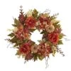 24 In. Fall Peony, Hydrangea And Pumpkin Artificial Wreath -Holiday Glow Store nearly natural fall wreaths 4657 64 1000