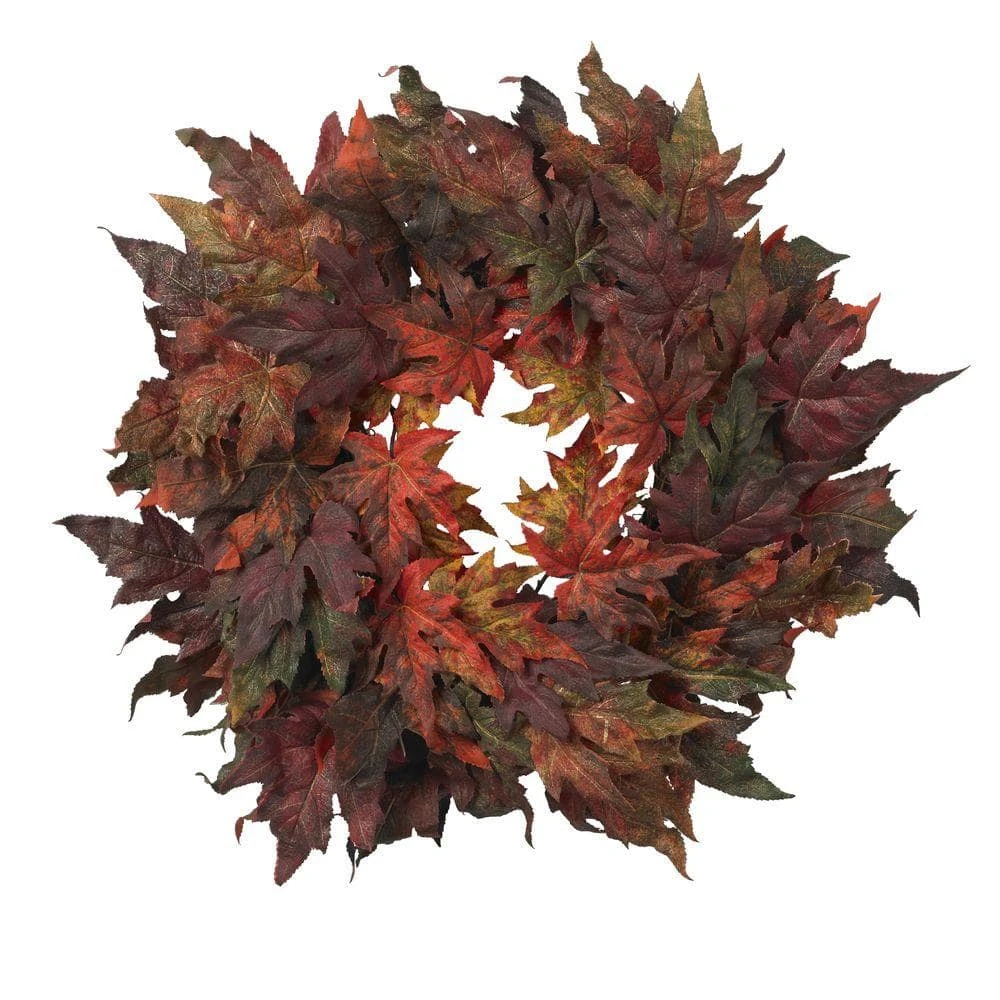 30in. Artificial Wreath With Autumn Maple Leaves 3 30in. Artificial Wreath With Autumn Maple Leaves