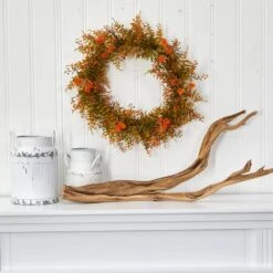 21 In. Autumn Fern Artificial Wreath -Holiday Glow Store nearly natural fall wreaths w1127 31 1000