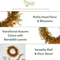 21 In. Autumn Fern Artificial Wreath -Holiday Glow Store nearly natural fall wreaths w1127 4f 1000